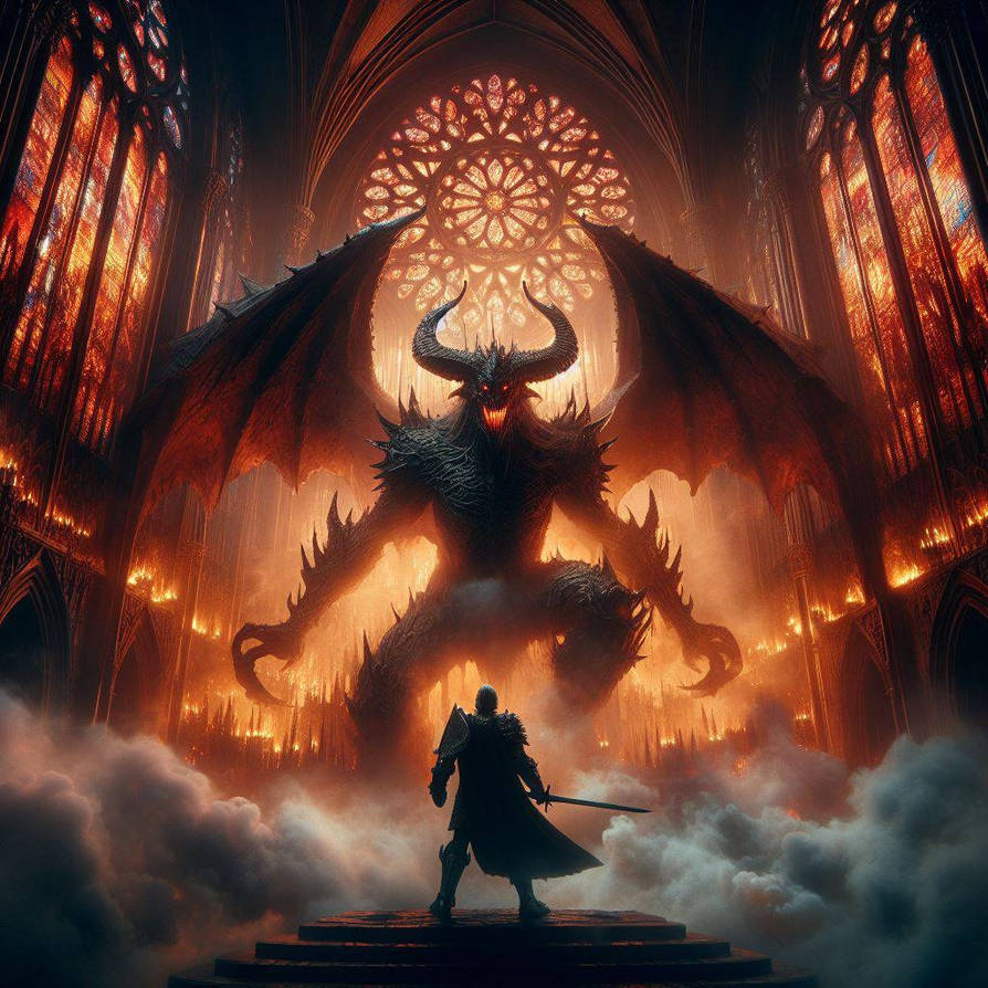 Knight Vs Devil Devil and knight in an unholy cathedral by Gronono57 on DeviantArt