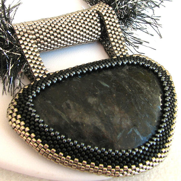 Beaded Larvikite Pendant