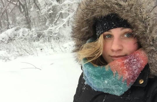 Meg, in her first snow storm...