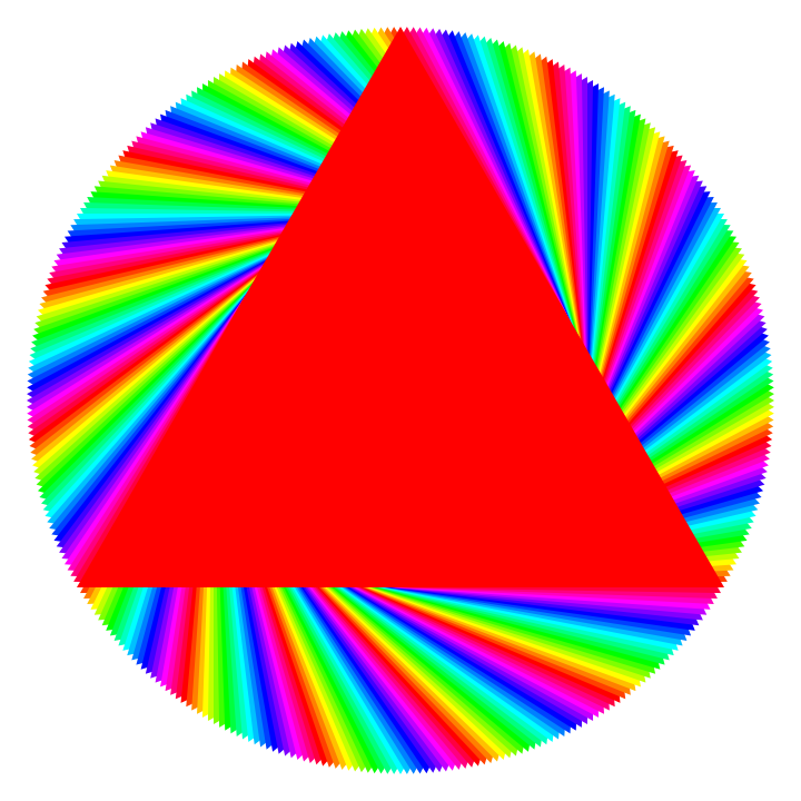 red triangle rainbow circle