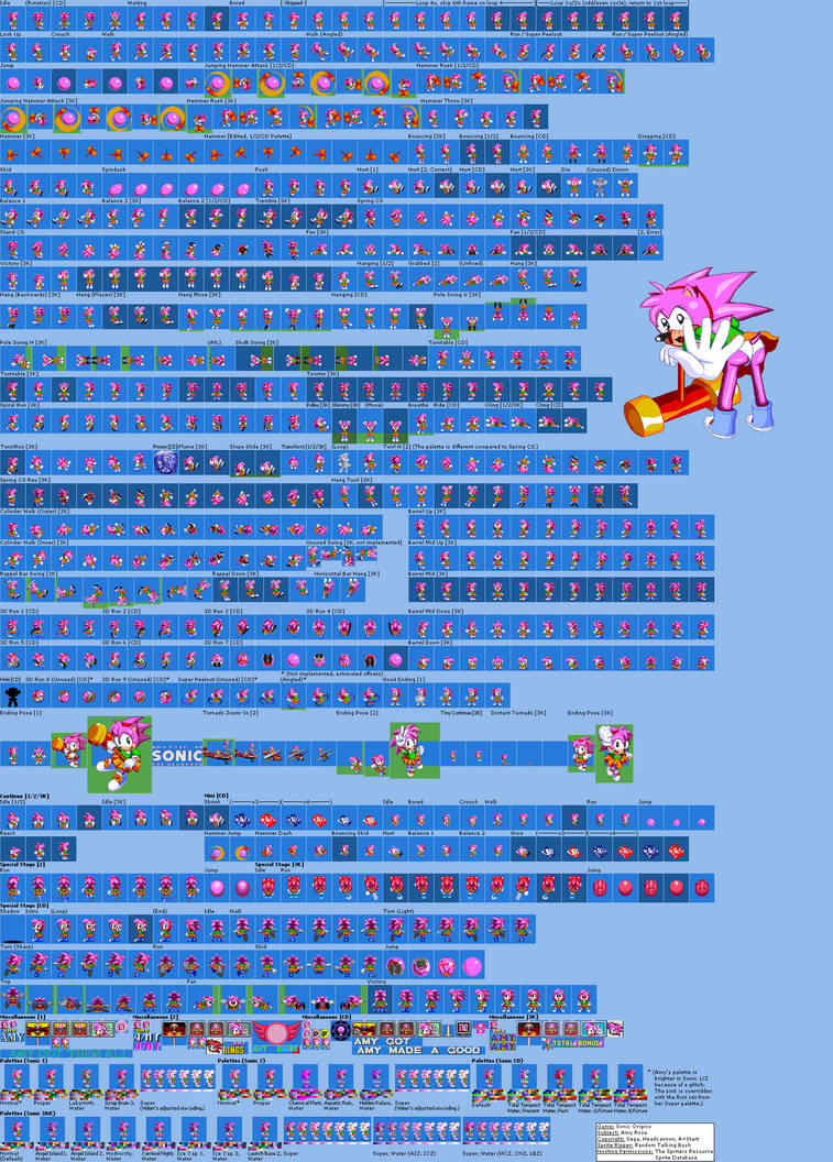 Sonic 3air Extra Slot Amy Rose sprites by fuzehug4 on DeviantArt