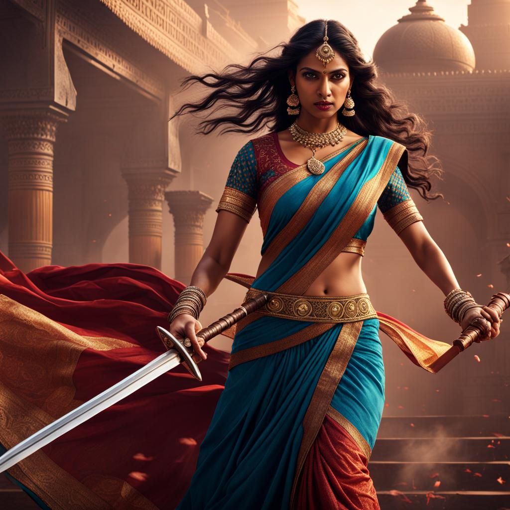 Vedic Princess Indian Princess with sword by AiArtistimage on DeviantArt