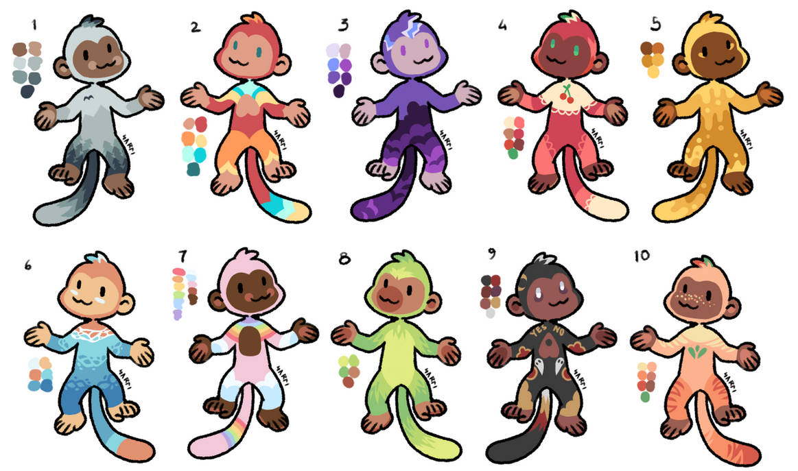 $5 Monkey Base Adopts! by skelemanarts1 on DeviantArt