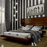 bedroom with stripes