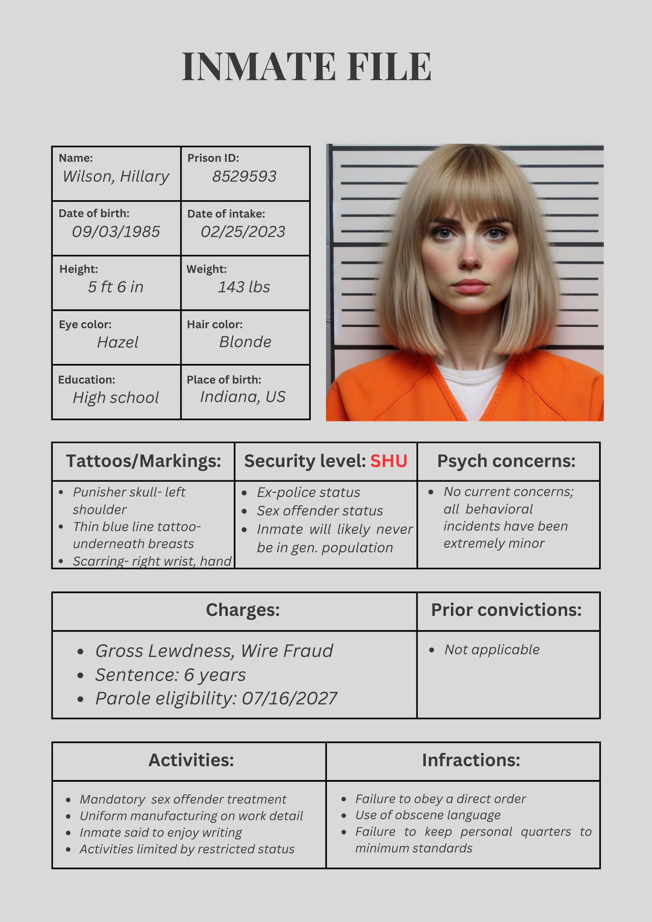 Inmate File- Hillary Wilson by lubyankasquare on DeviantArt