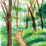 Watercolor Forest Path