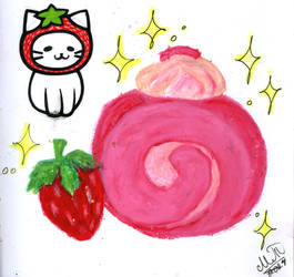 Strawberry Cat And Strawberry Roll