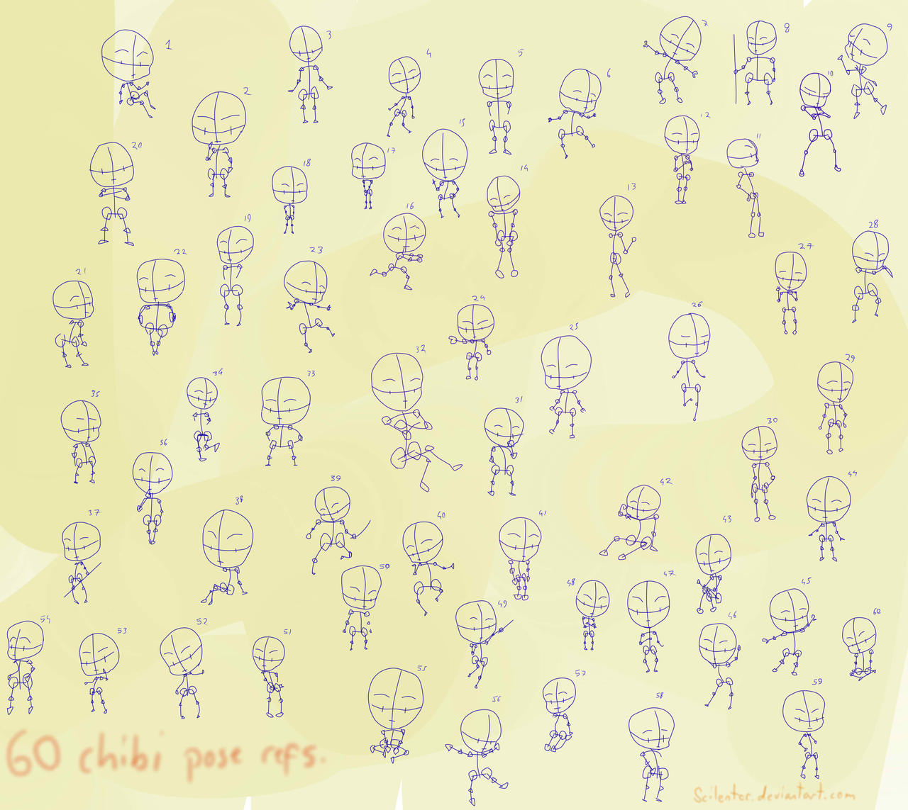 60 chibi pose references by Scilentor on DeviantArt