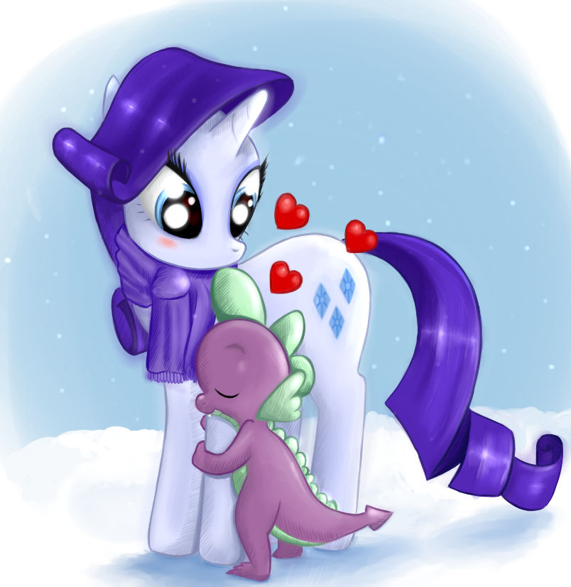 Spike's holding Rarity by shephardadv on DeviantArt