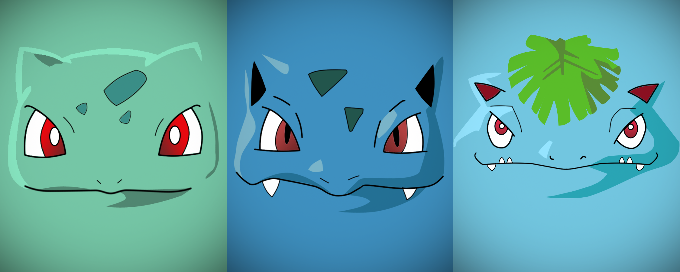 Minimalist Bulbasaur, Ivysaur and Venusaur