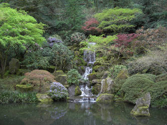 Waterfall in a Japanese Garden