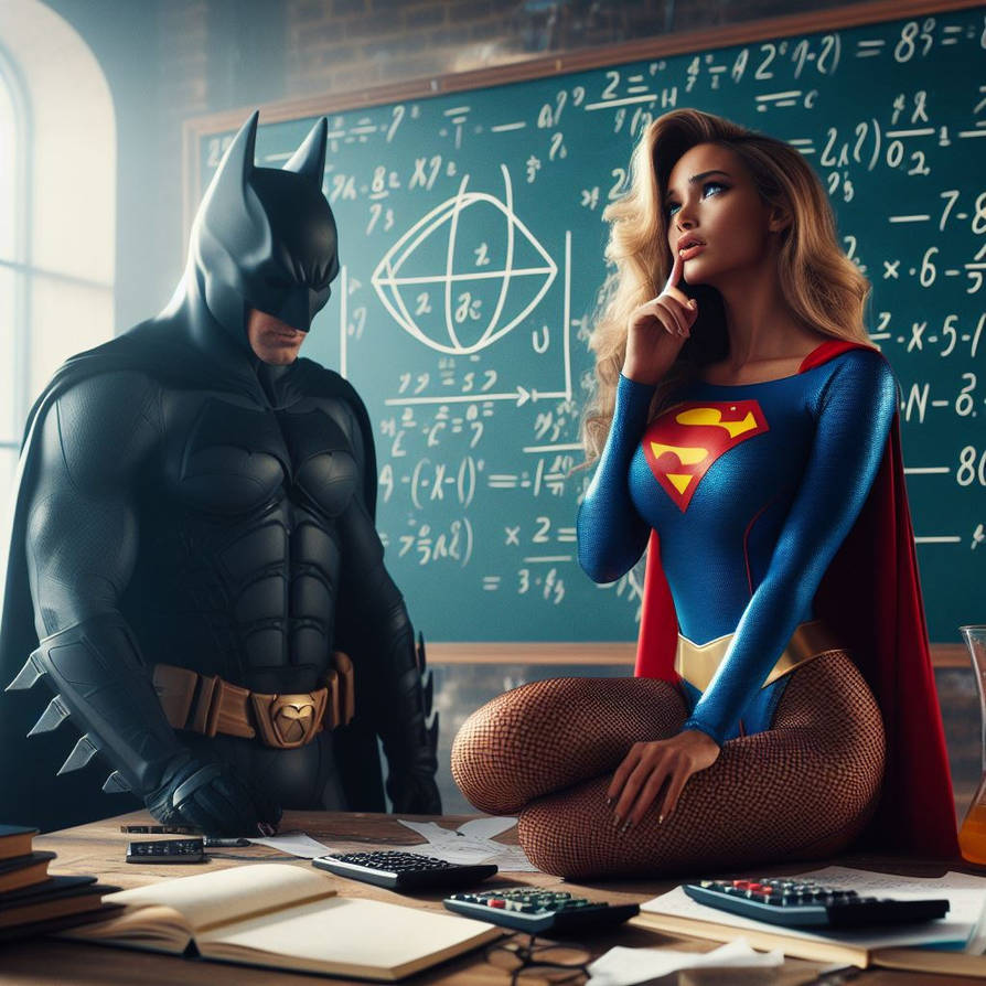 Batman Solving Math Supergirl and Batman solving an equation by SupergirlDream88 on DeviantArt