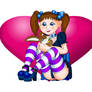 Chibi Kawaii girl and bunny with Heart