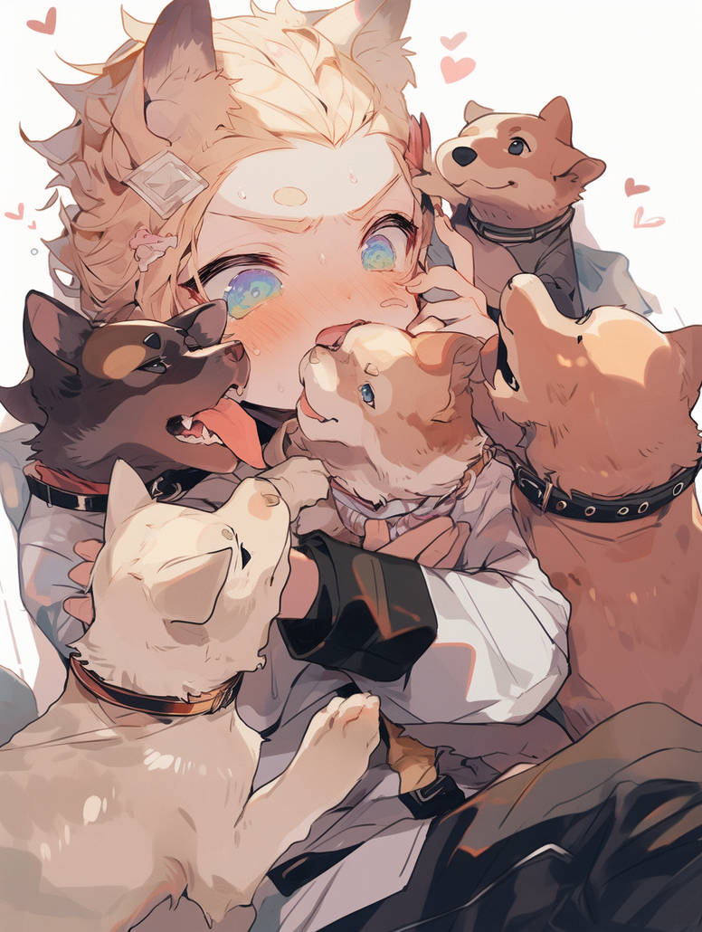 Anime Dog Boy With Puppies By Nwawalrus On Deviantart