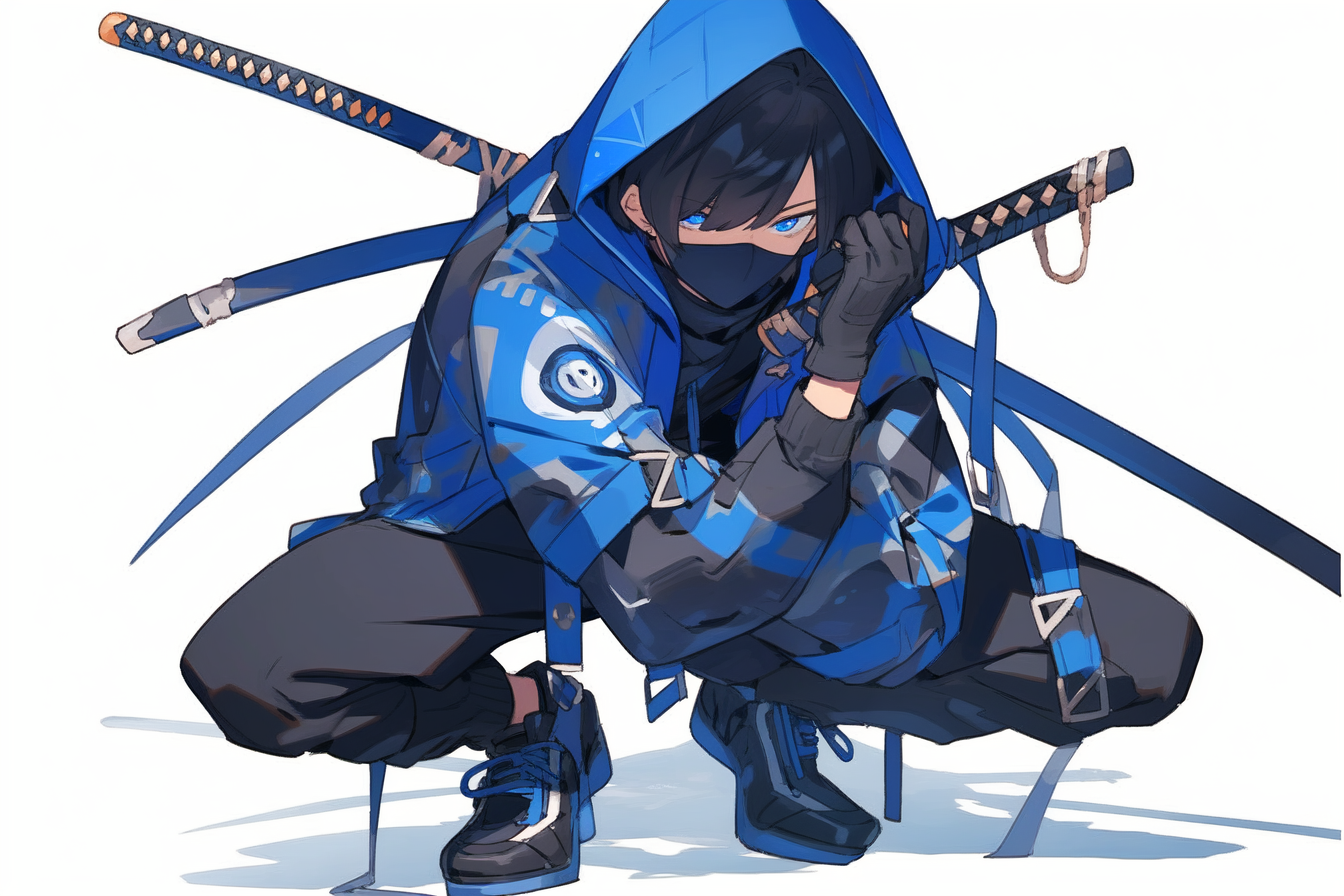 Blue Shinobi Sano Crouching by NWAwalrus on DeviantArt