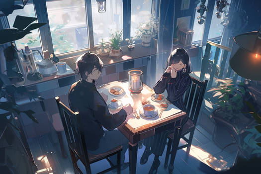 Anime Husband and Wife Eating