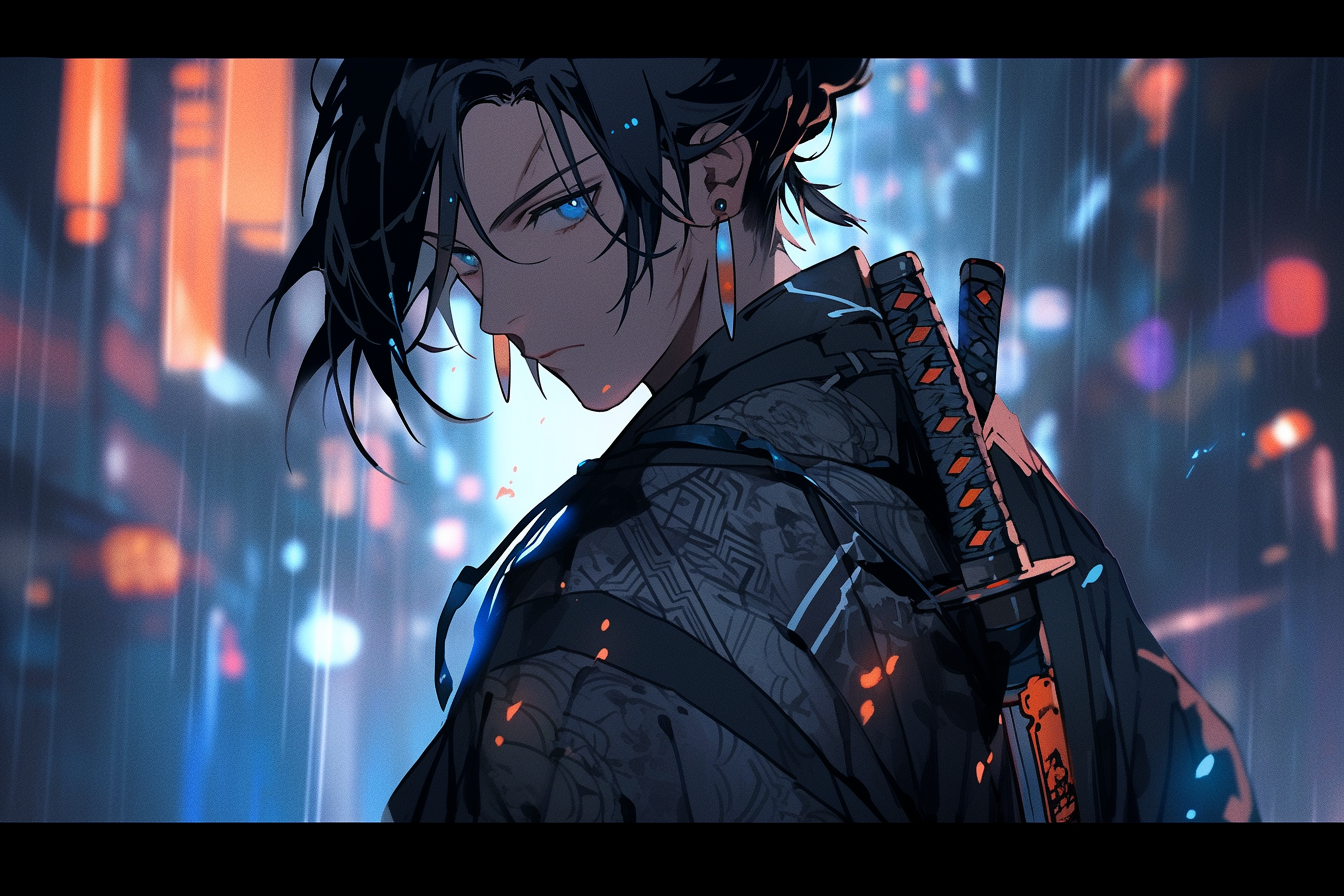 Premium AI Image  anime samurai cyberpunk