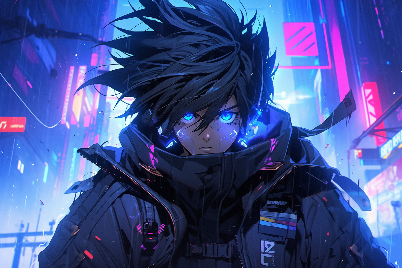 Download Anime Boy Cyberpunk 2K Amoled Wallpaper