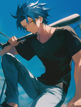 Tsuyo Holding his Metal Bat