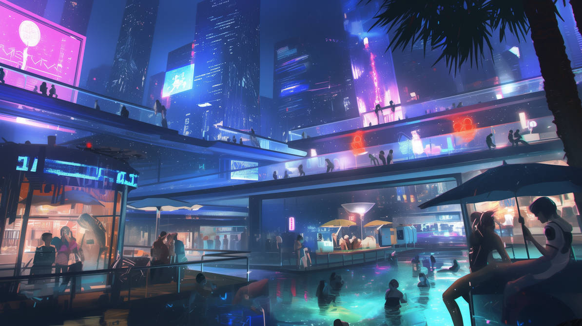 Cyberpunk Neon Pool by KuramochiKomix on DeviantArt