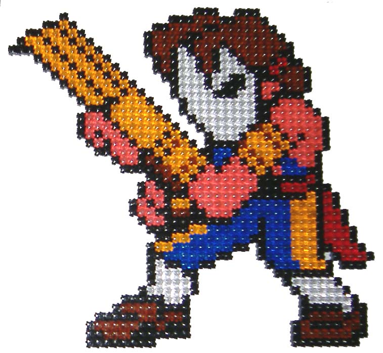 Vega (Street Fighter) Pixel Art com base decorativo