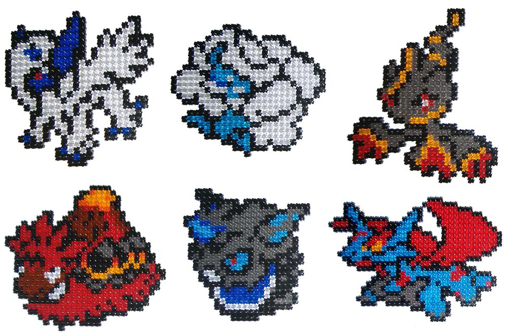 Pokemon Black and White Starter Perlers by jrfromdallas on DeviantArt