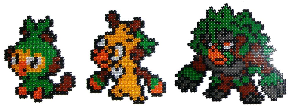 Pokemon Black and White Starter Perlers by jrfromdallas on DeviantArt