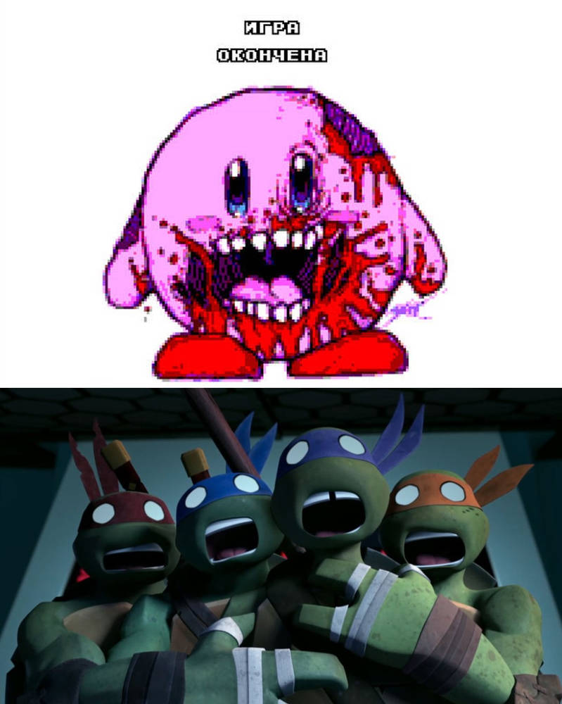 TMNT Reacts To The Bootleg Kirby Game Over Screen by AngryGermanKidoble