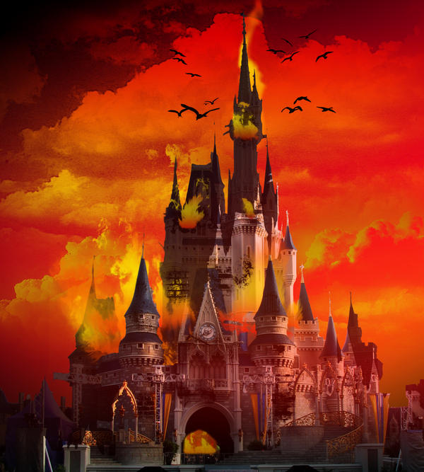 Disney Castle on Fire by RobDulga on DeviantArt