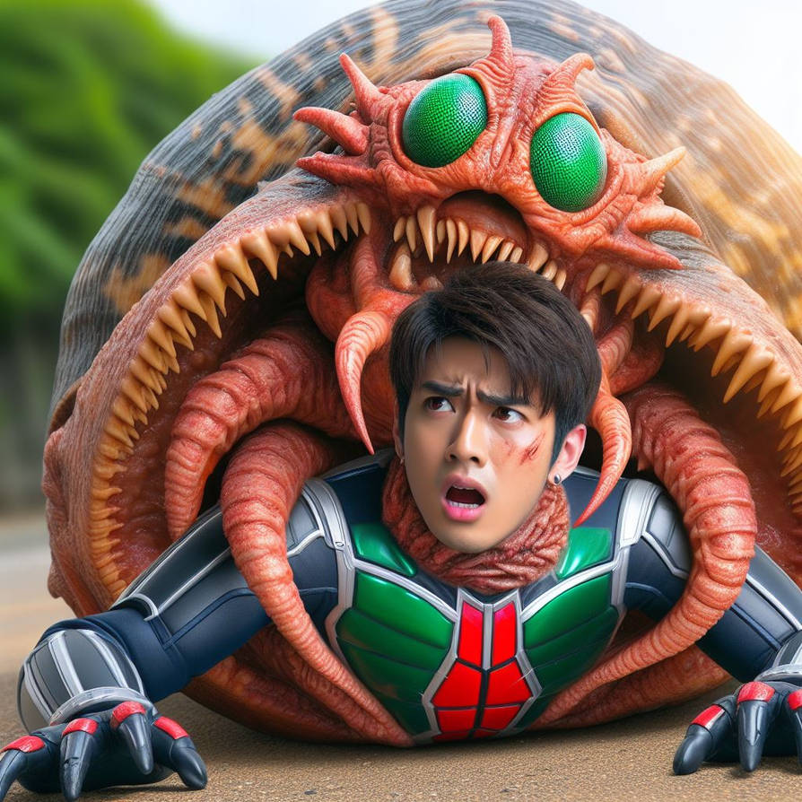 Kamen Rider Engulfed by a Shell Monster 1 by shalnarky12 on DeviantArt