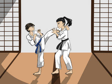 Hiroki and Yumi karate training 1