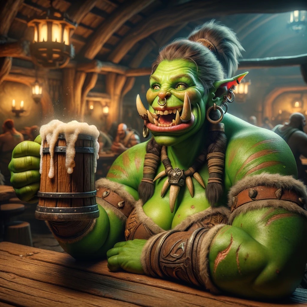 Fat Orc Girl drinking by andypandywolf on DeviantArt
