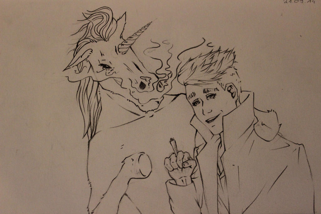 Needed to draw my friend with a unicorn~