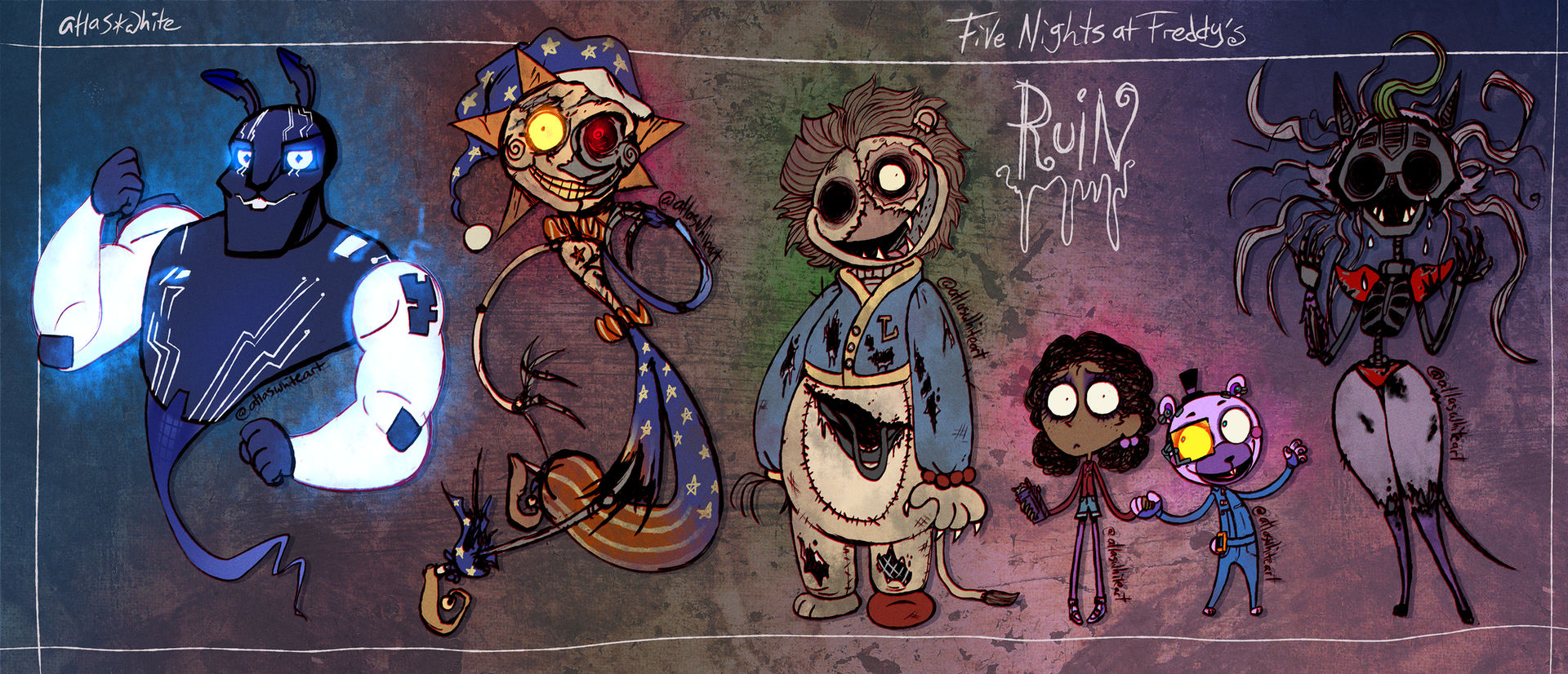 FNAF Ruins Lineup By Atlas White On DeviantArt fnaf-ruin-eclipse-wallpapers-wallpaper-cave