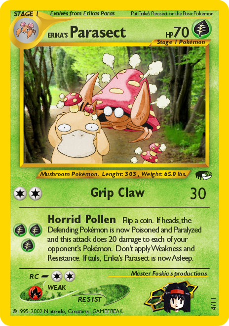 1995 parasect pokemon card value | EX Fire Red & Leaf Green Grass Scissor Swing (60+) Flip 2 coins Antique Pokemon Card - Parasect