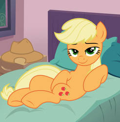 Applejack laying down in bed