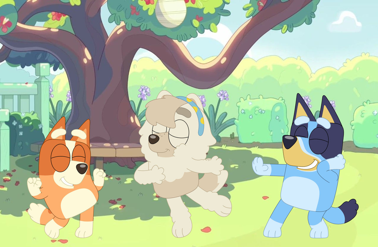 Bluey and Bingo dancing with Judo by ShieldWingArmorofGod on DeviantArt