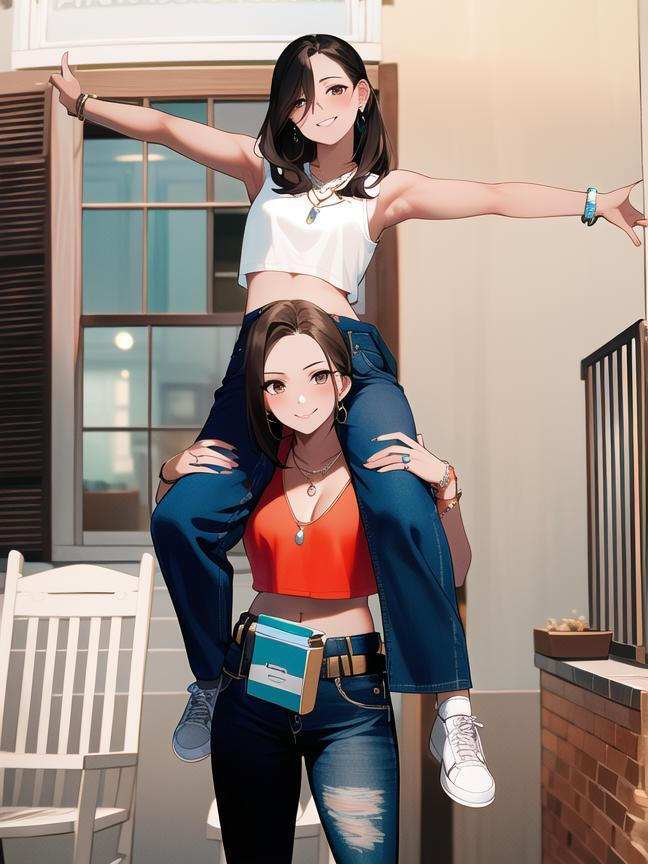 Shoulder ride 2 girls home by Bouftou07SR on DeviantArt