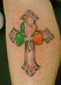 Shamrock and cross tattoo