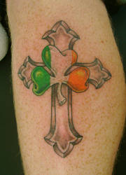 Shamrock and cross tattoo