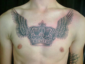 crown and wings tattoo