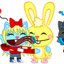 Noumi licking Cuddles face while Christian watches