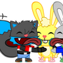 Christian and Lupu licking Cuddles