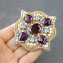 Bead embroidered brooch