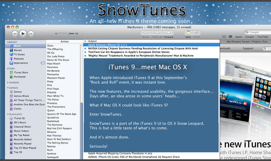 SnowTunes: iTunes 9 meets OS X