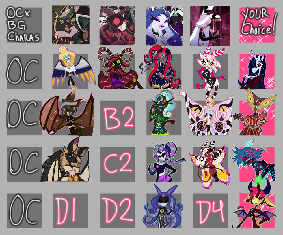 OC x BG Characters Grid OPEN