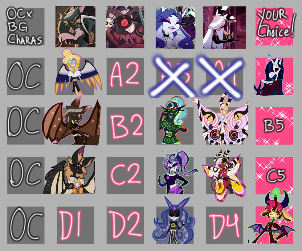 OC x BG Characters Grid OPEN