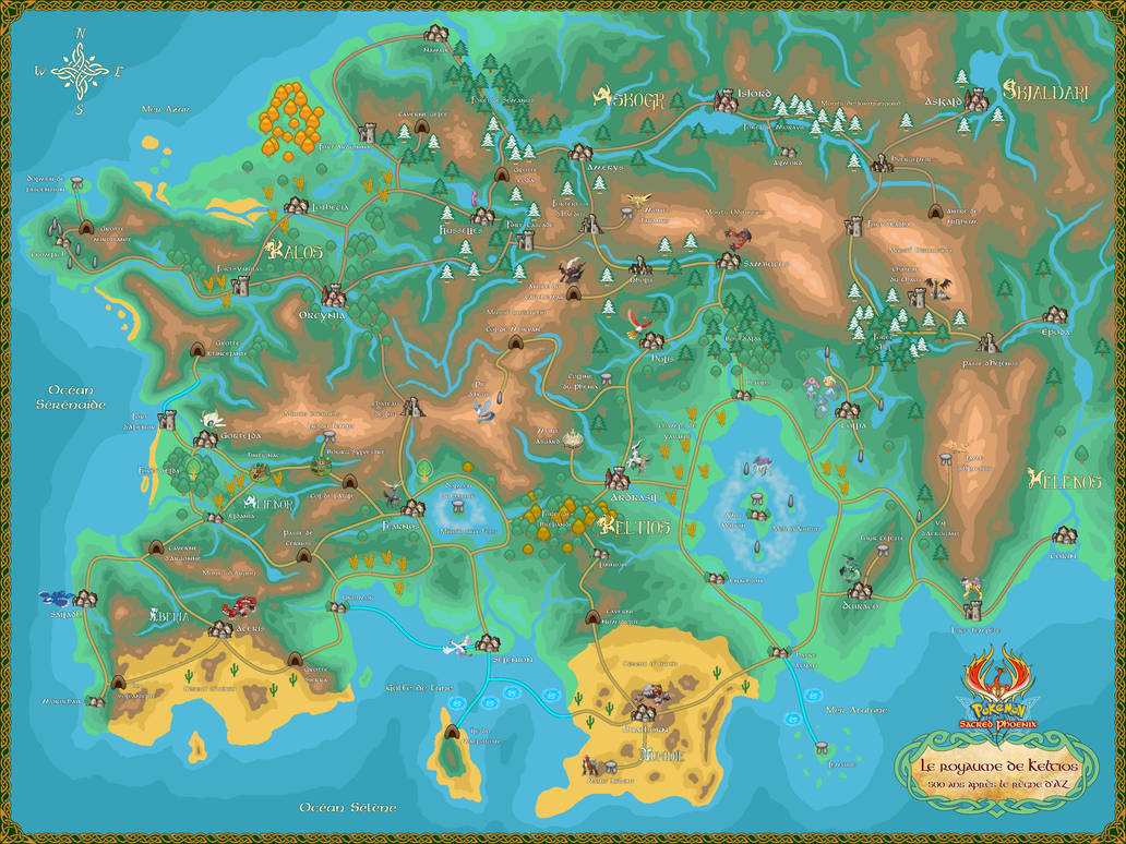 World map of Keltios - Pokemon Sacred Phoenix by Anarlaurendil