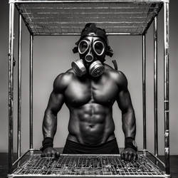 Muscular Man with gasmask