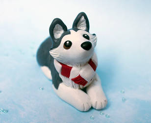 Winter Husky dog sculpture by SculptedPups